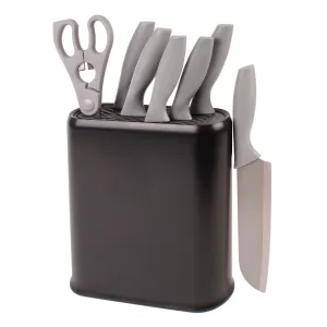 BergHOFF Leo 8Pc Stainless Steel Kitchen Knife Set with Universal Knife Block, Grey Food Storage,Kitchen Storage