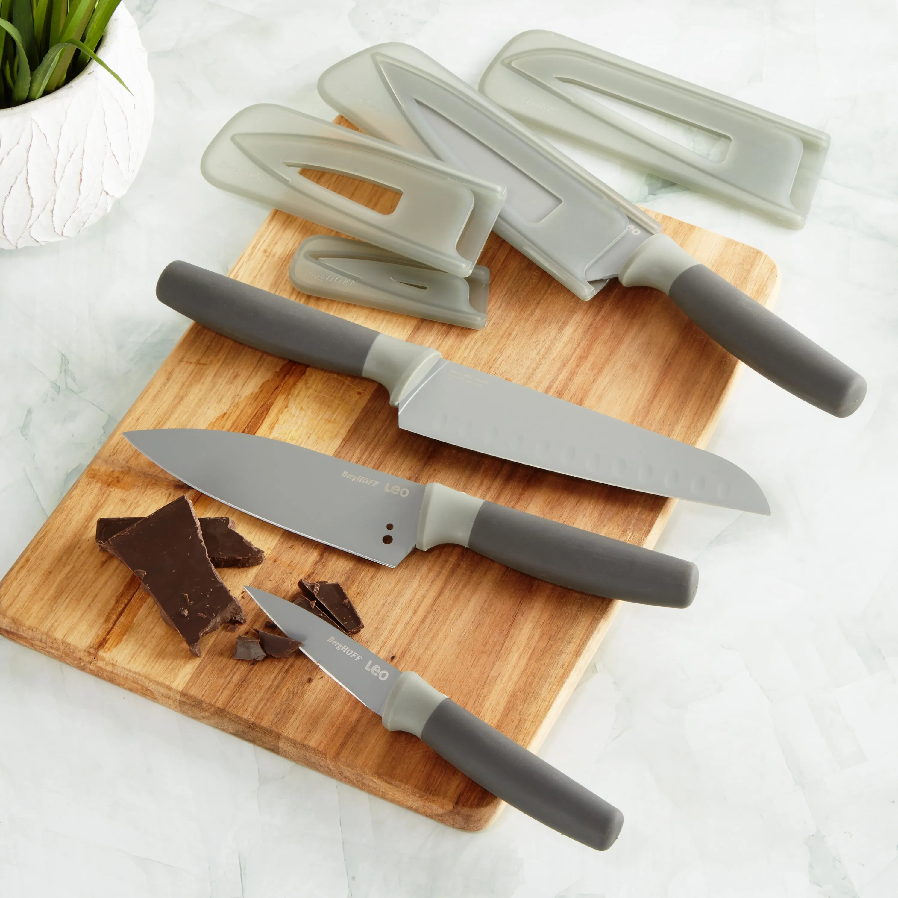 BergHOFF Leo Balance 4Pc Nonstick Stainless Steel Cutlery Set, Recycled Material, Grey