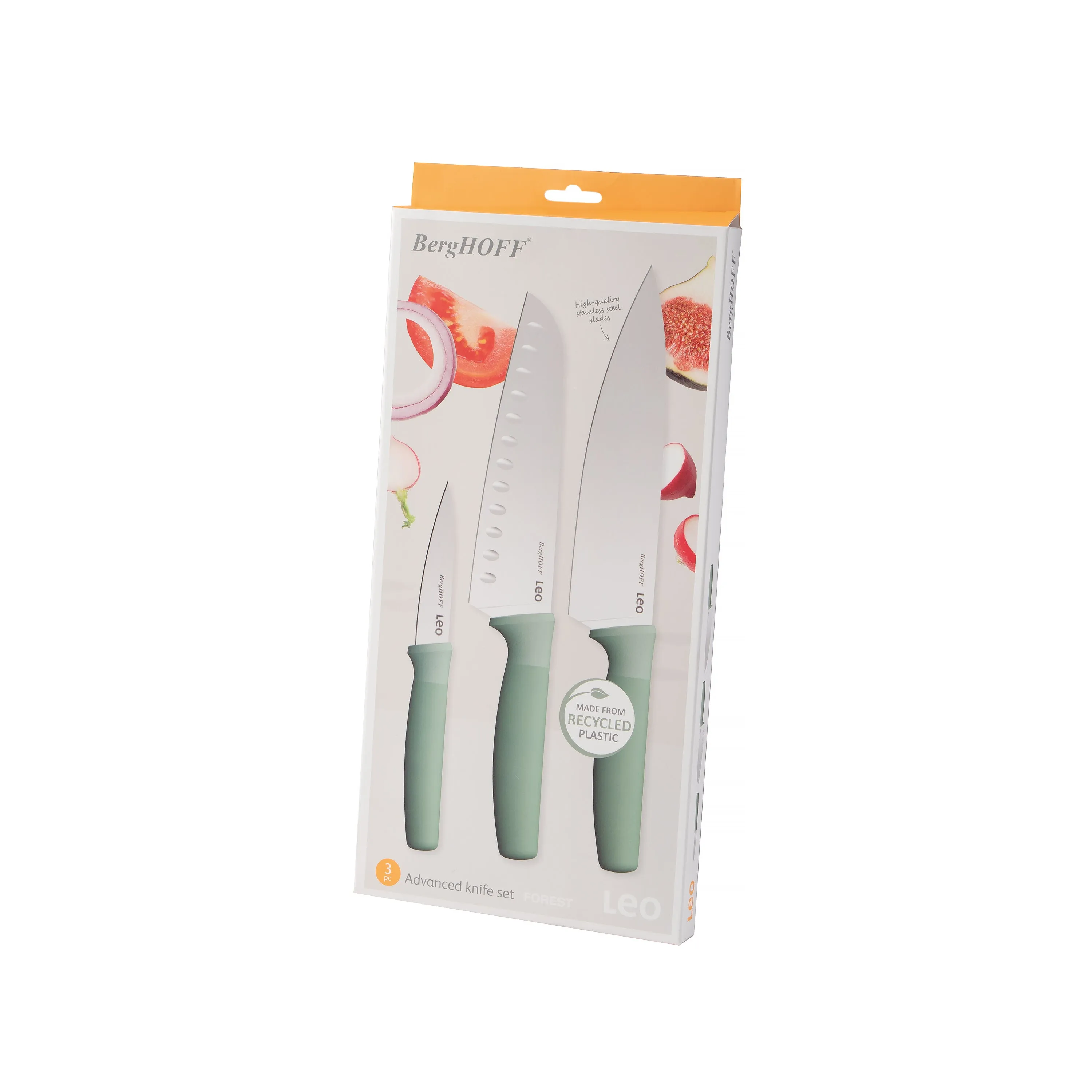 BergHOFF Leo Forest Stainless Steel 3Pc Advanced Knife Set, Recycled Material