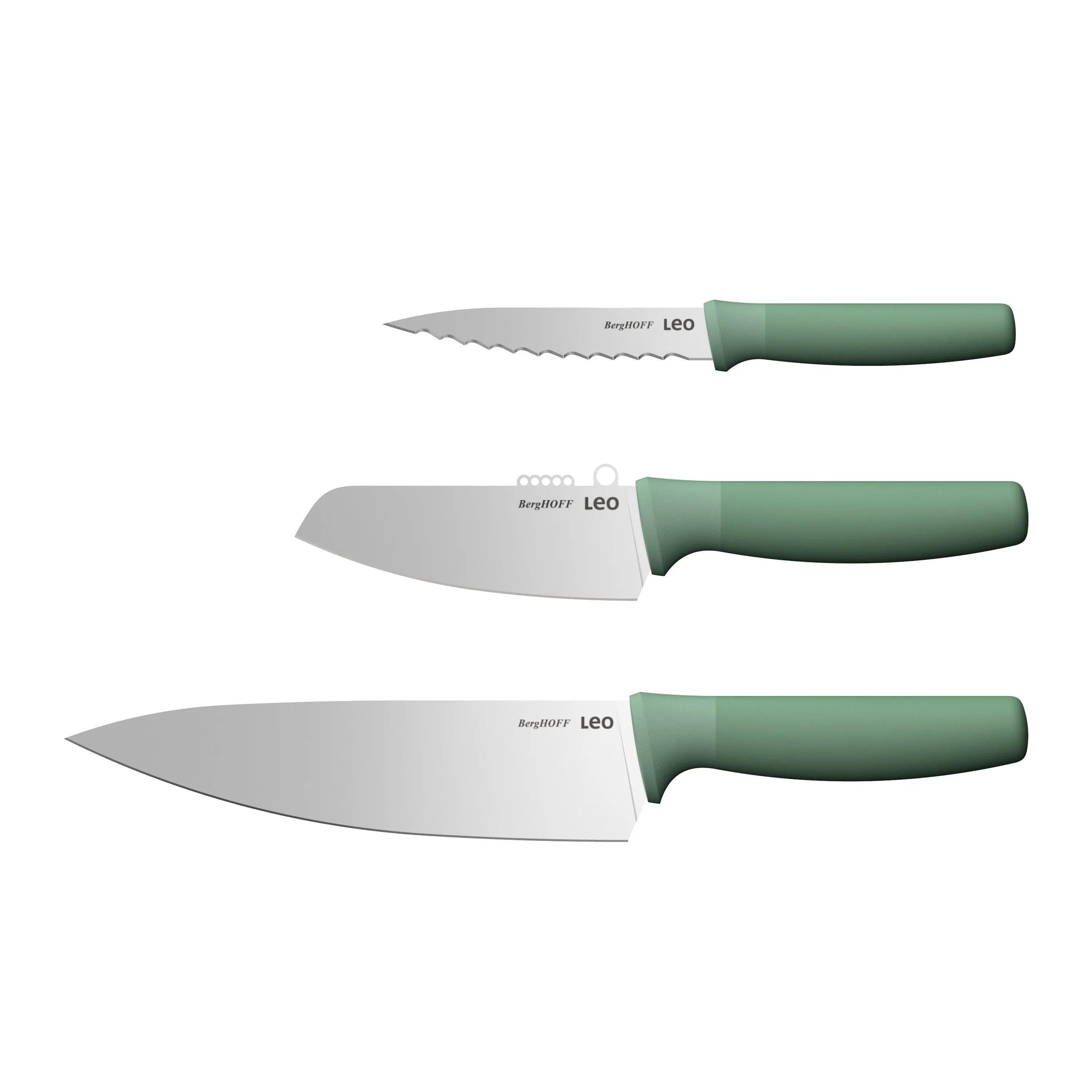 BergHOFF Leo Forest Stainless Steel 3Pc Specialty Knife Set, Recycled Material Food Storage,Kitchen Storage