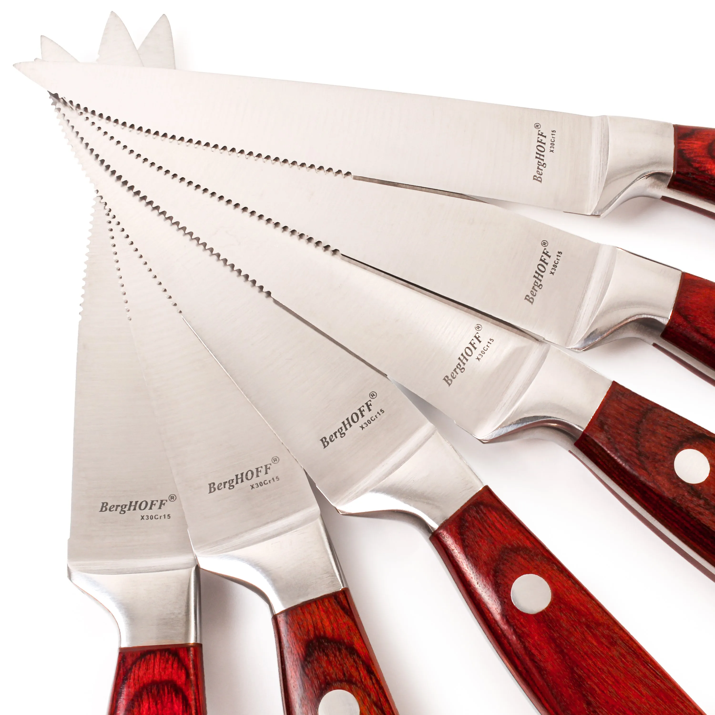 BergHOFF Pakka Wood 4pc Stainless Steel Steak Knife Set 4.75"
