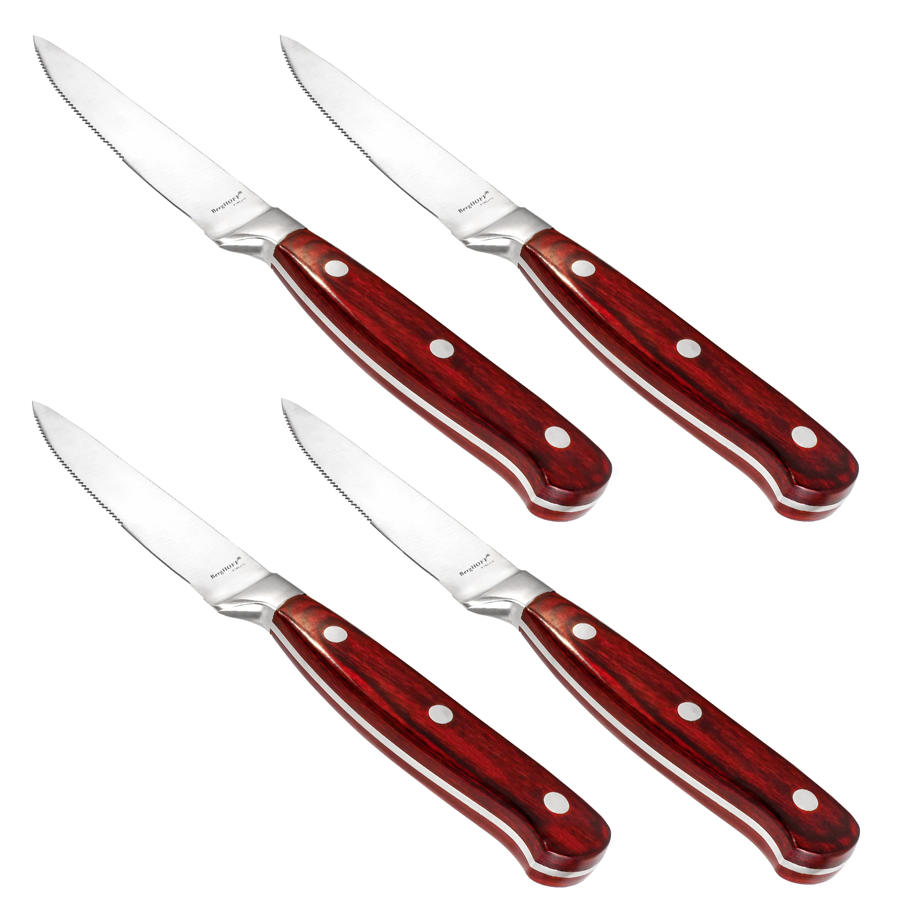 BergHOFF Pakka Wood 4pc Stainless Steel Steak Knife Set 4.75"