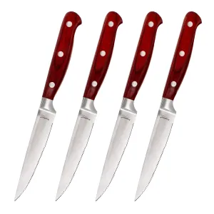 BergHOFF Pakka Wood 4pc Stainless Steel Steak Knife Set 4.75" Food Storage,Kitchen Storage