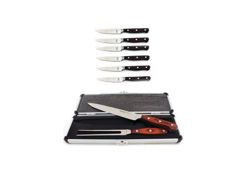 BergHOFF Pakka Wood 9pc Stainless Steel Steak & Carving Knife Set Food Storage,Kitchen Storage