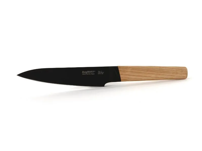 BergHOFF Ron 5" Stainless Steel Utility Knife, Wood Handle Food Storage,Kitchen Storage