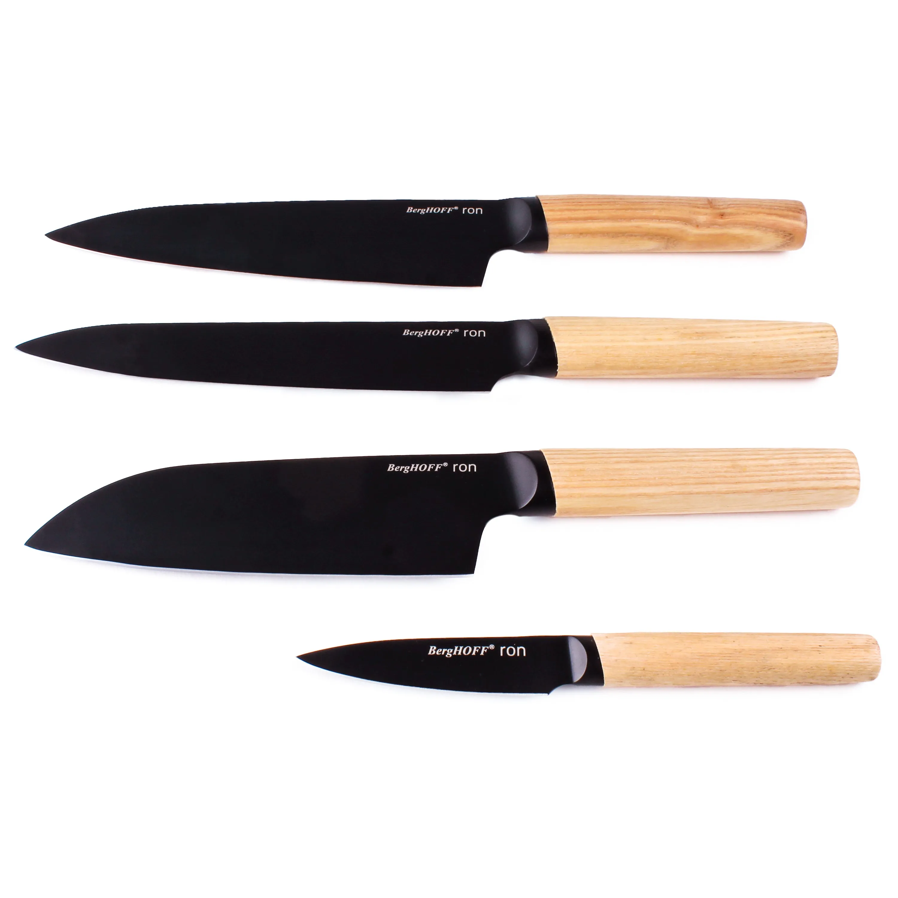 BergHOFF Ron Stainless Steel 4pc Knife Set, Natural Food Storage,Kitchen Storage