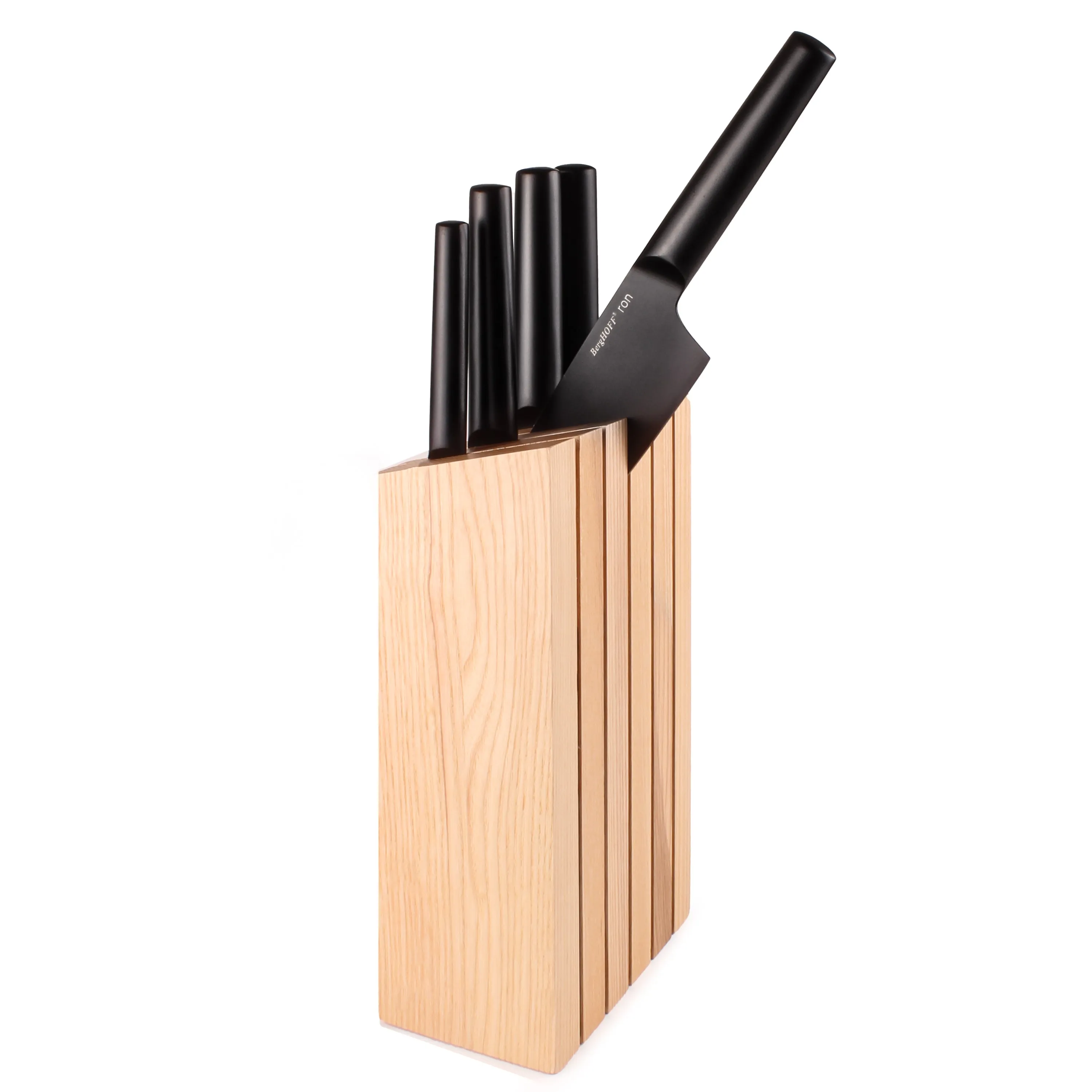 BergHOFF Ron Stainless Steel 6pc Knife Block Set, Black
