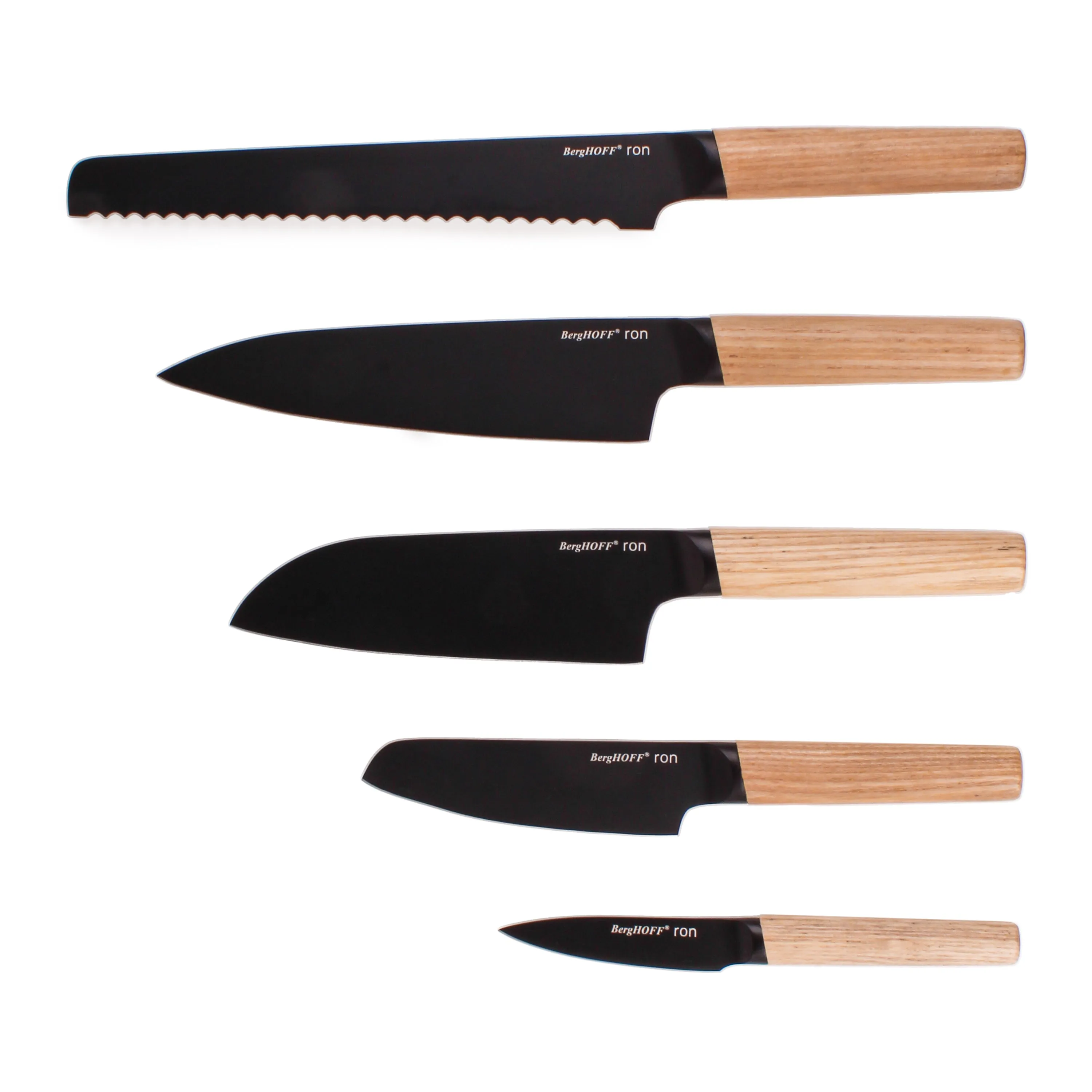 BergHOFF Ron Stainless Steel 6pc Knife Block Set, Natural