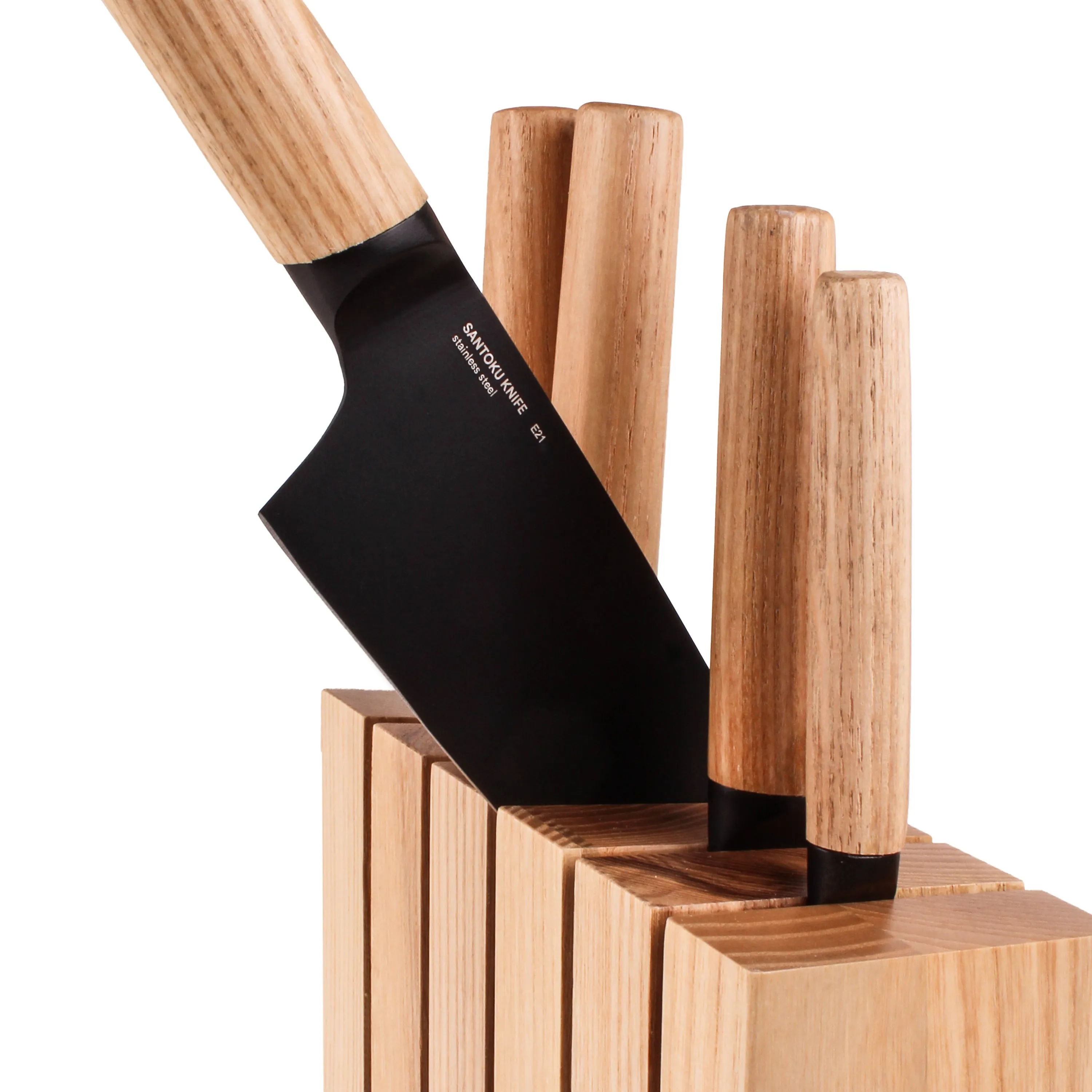 BergHOFF Ron Stainless Steel 6pc Knife Block Set, Natural
