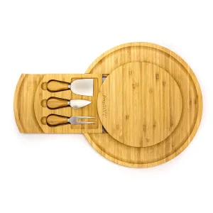 BergHOFF Stainless Steel 4Pc Cheese Knives with Bamboo Multi-level Board Set, 13x1.5" Food Storage,Kitchen Storage