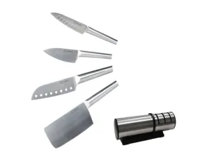 BergHOFF Straight 5pc 18/10 Stainless Steel Specialty Knife Set with 3-in-1 Sharpener Food Storage,Kitchen Storage