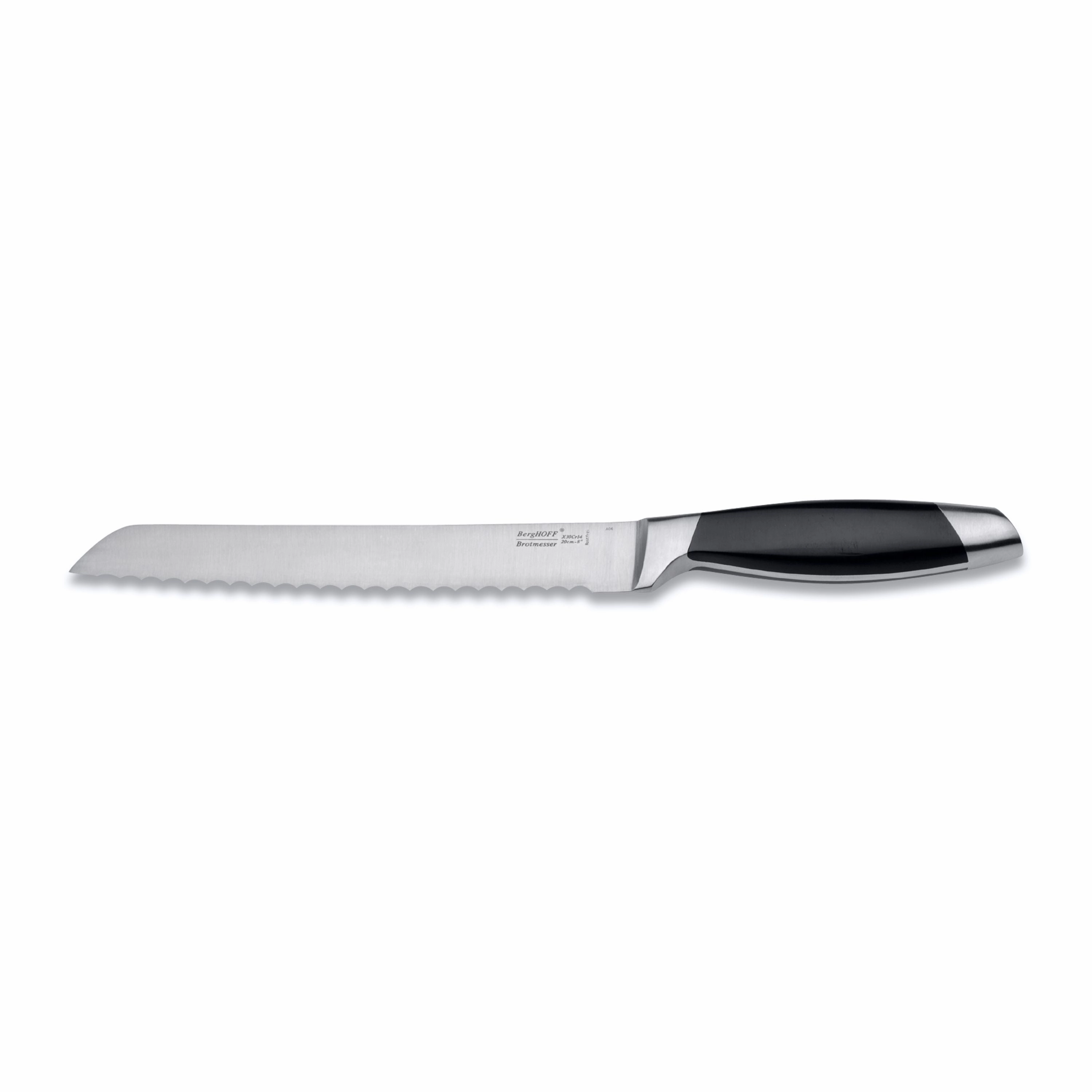 BergHOFF Moon 3-Pc Stainless Steel Cutlery Set Chef's Knife Serrated Bread Knife Poultry Shear PP Handle