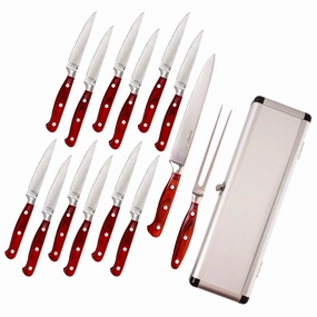 BergHOFF Pakka Wood 15pc Stainless Steel Steak & Carving Knife Set Food Storage,Kitchen Storage