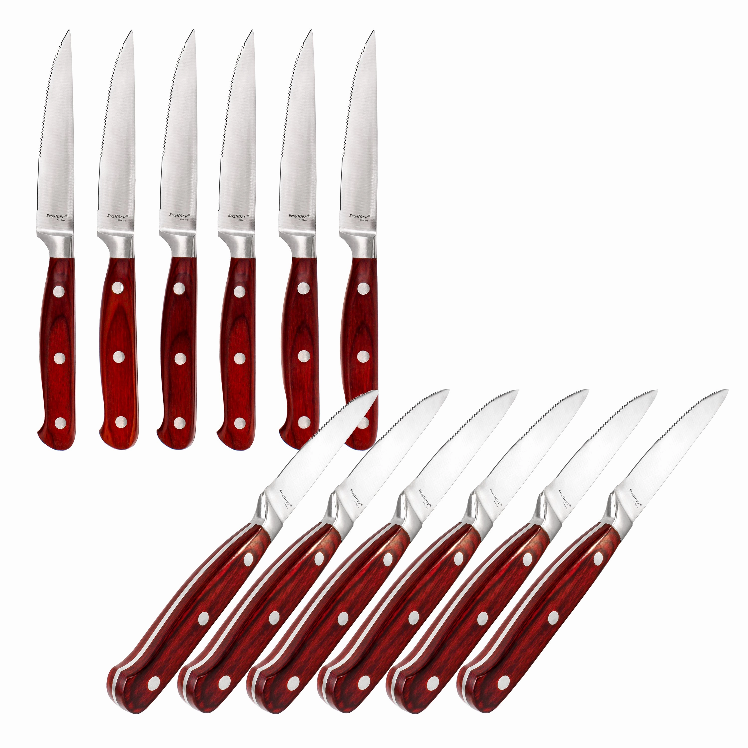 BergHOFF Pakka Wood 15pc Stainless Steel Steak & Carving Knife Set