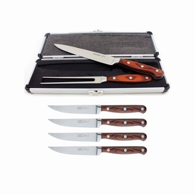 BergHOFF Pakka Wood 7pc Stainless Steel Steak & Carving Knife Set Food Storage,Kitchen Storage