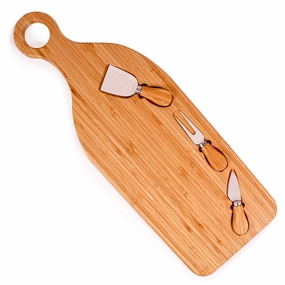 BergHOFF Stainless Steel 4pc Cheese Knives with Bamboo Paddle Board Set, 22x7.9x1" Food Storage,Kitchen Storage
