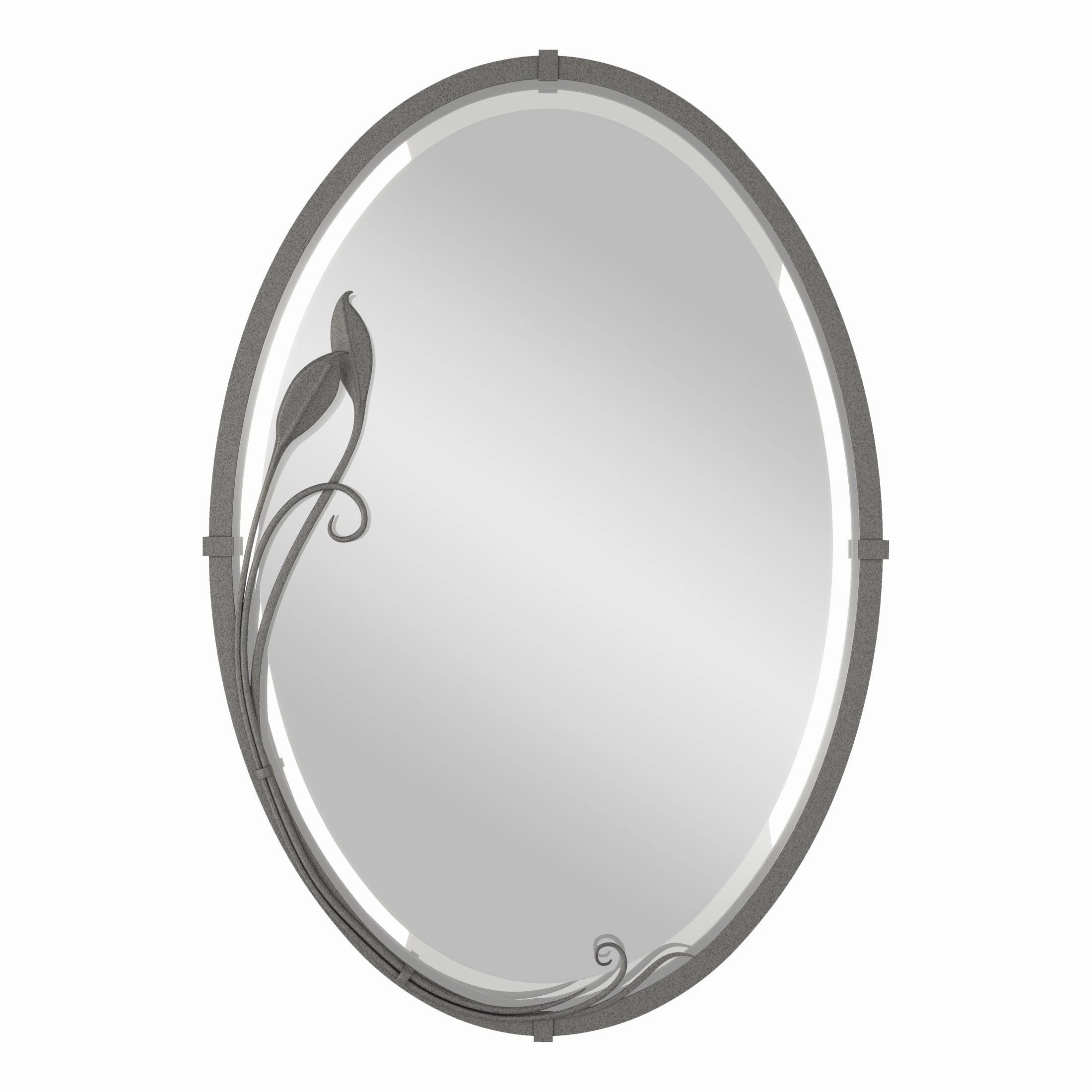 Beveled Oval Mirror with Leaf Wall Decor,modern wall decor set