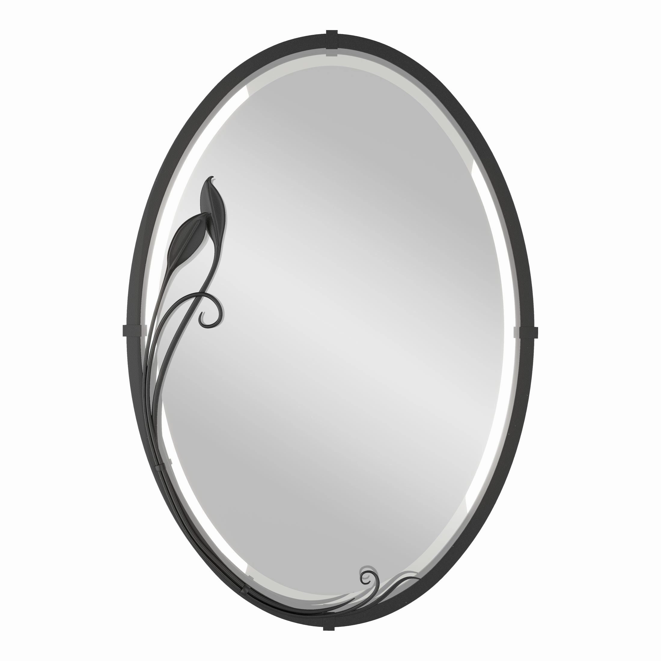 Beveled Oval Mirror with Leaf Wall Decor,modern wall decor set