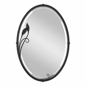 Beveled Oval Mirror with Leaf Wall Decor,modern wall decor set