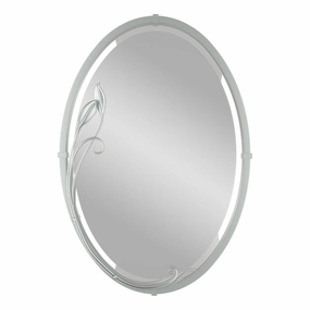 Beveled Oval Mirror with Leaf Wall Decor,modern wall decor set