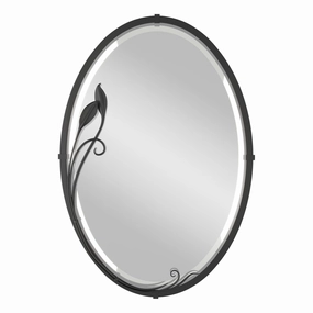 Beveled Oval Mirror with Leaf Wall Decor,modern wall decor set