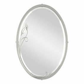 Beveled Oval Mirror with Leaf Wall Decor,modern wall decor set