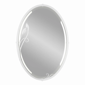 Beveled Oval Mirror with Leaf Wall Decor,modern wall decor set