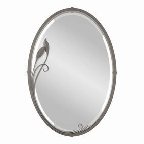 Beveled Oval Mirror with Leaf Wall Decor,modern wall decor set