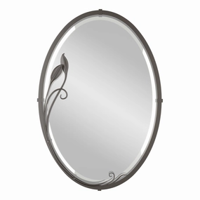 Beveled Oval Mirror with Leaf Wall Decor,modern wall decor set