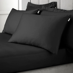 Bianca Fine Linens 400 Thread Count Cotton Sateen Standard 50x75cm Pack of 2 Pillow cases with envelope closure Black Bedding,luxury bedding sets