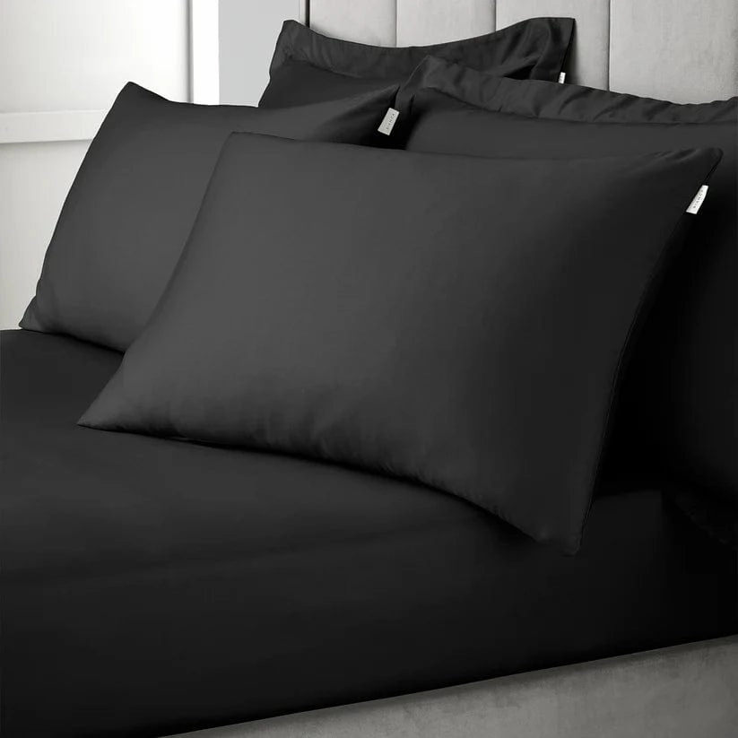 Bianca Fine Linens 400 Thread Count Cotton Sateen Standard 50x75cm Pack of 2 Pillow cases with envelope closure Black Bedding,luxury bedding sets