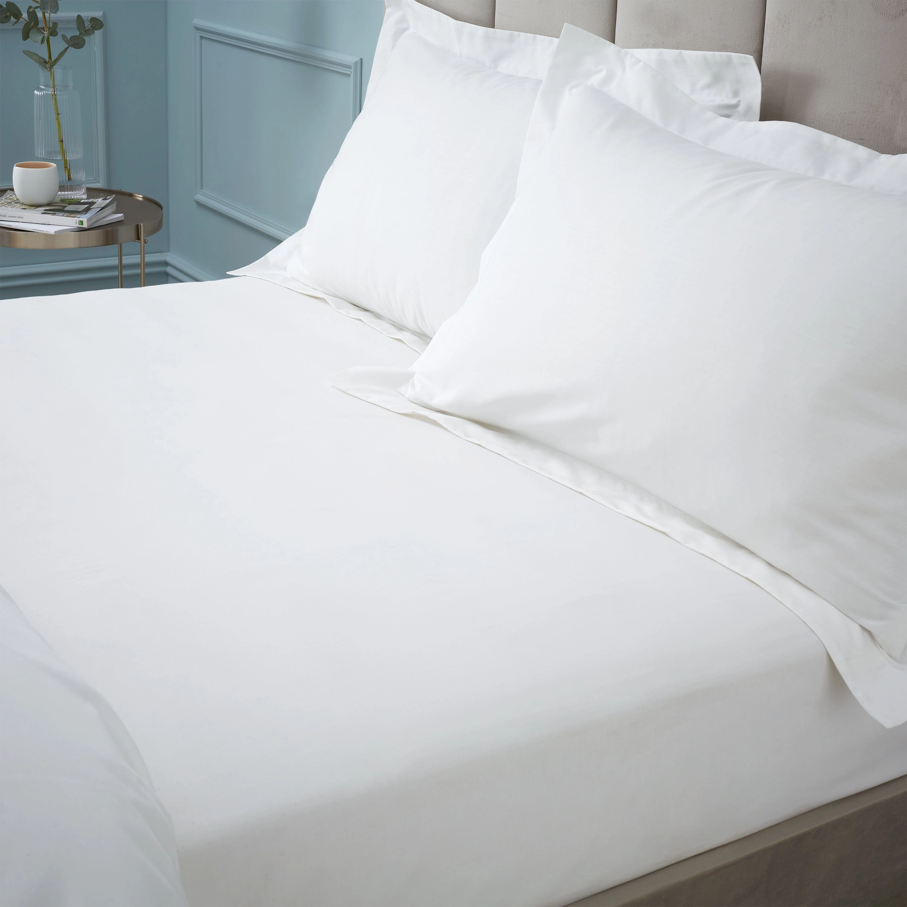 Bianca Fine Linens Bedding 180 Thread Count Egyptian Cotton Fitted Sheet in White