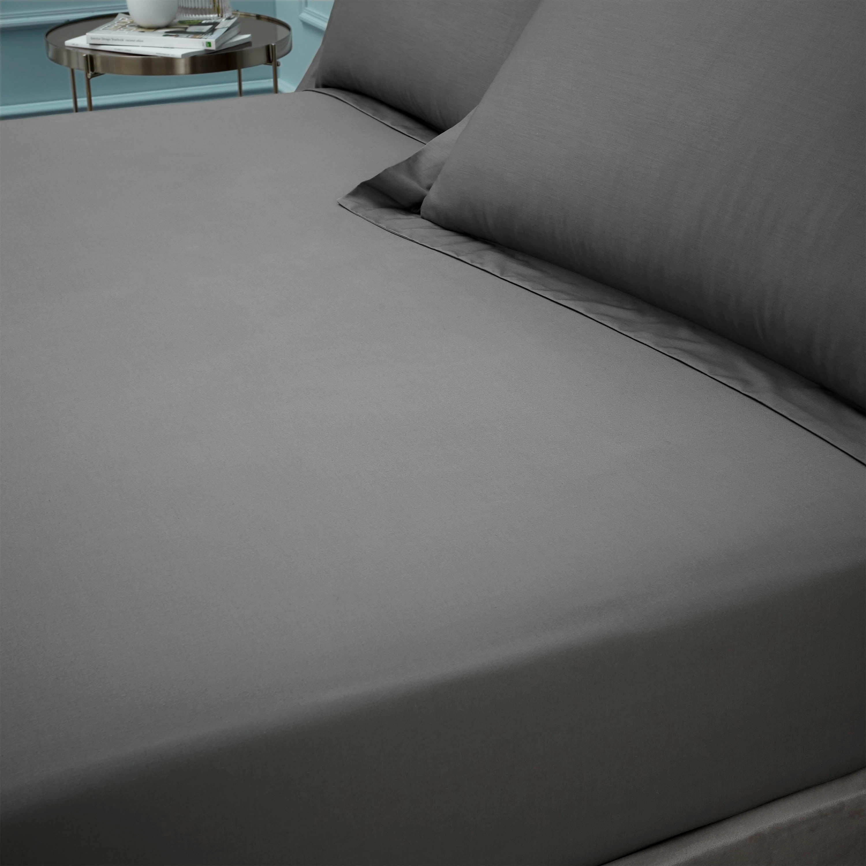 Bianca Fine Linens Bedroom Egyptian Cotton Fitted Sheet Charcoal Grey