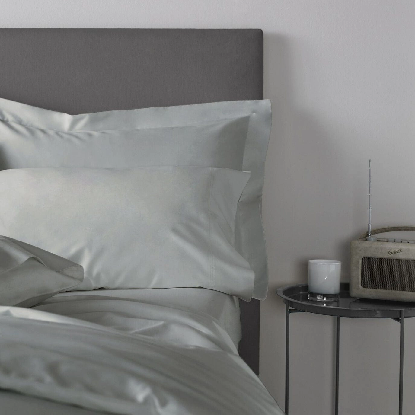 Bianca Fine Linens Cotton Sateen 400 Thread Count Duvet Cover Set Grey