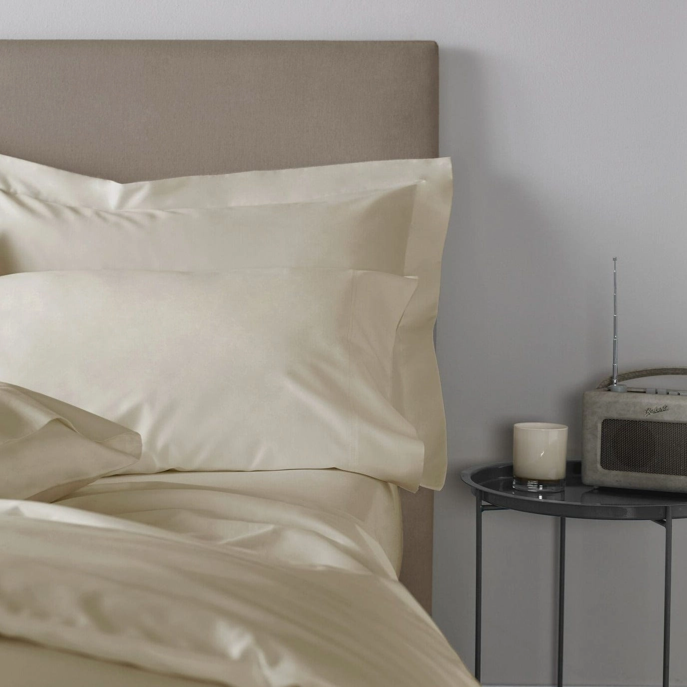 Bianca Fine Linens Cotton Sateen 400 Thread Count Duvet Cover Set Oyster