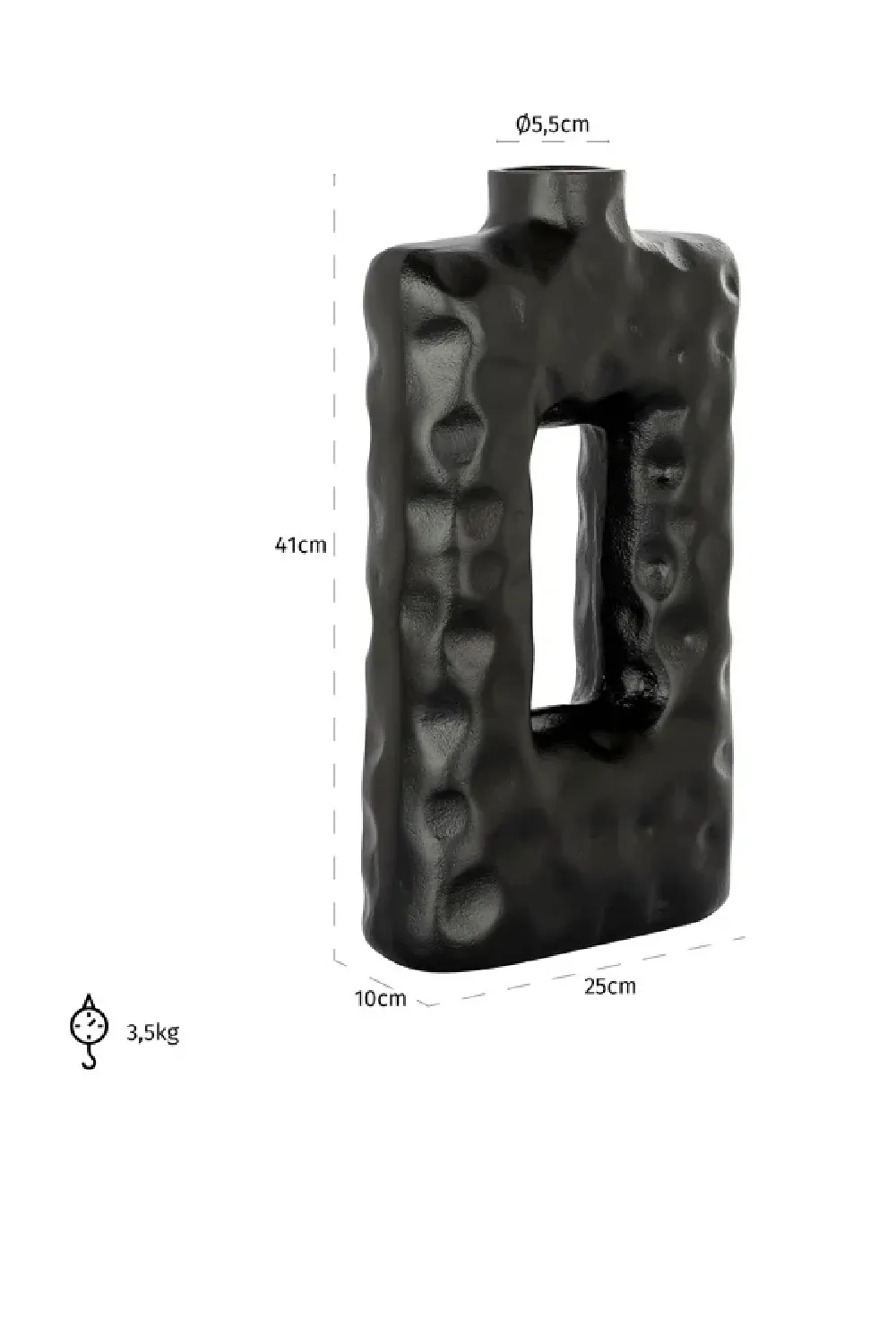 Black Aluminium Rustic Vase | OROA Alain
