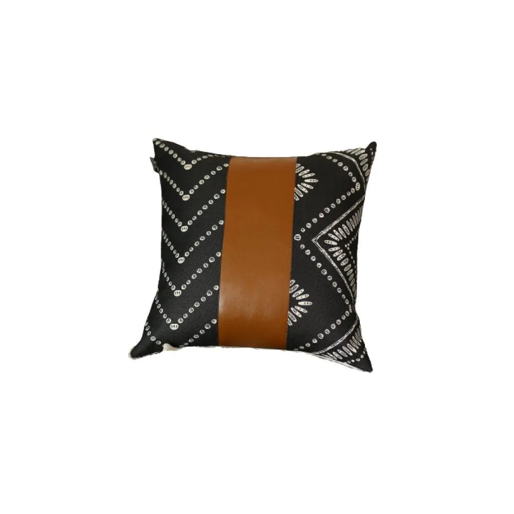 Black & White Faux Leather Pillow Cover