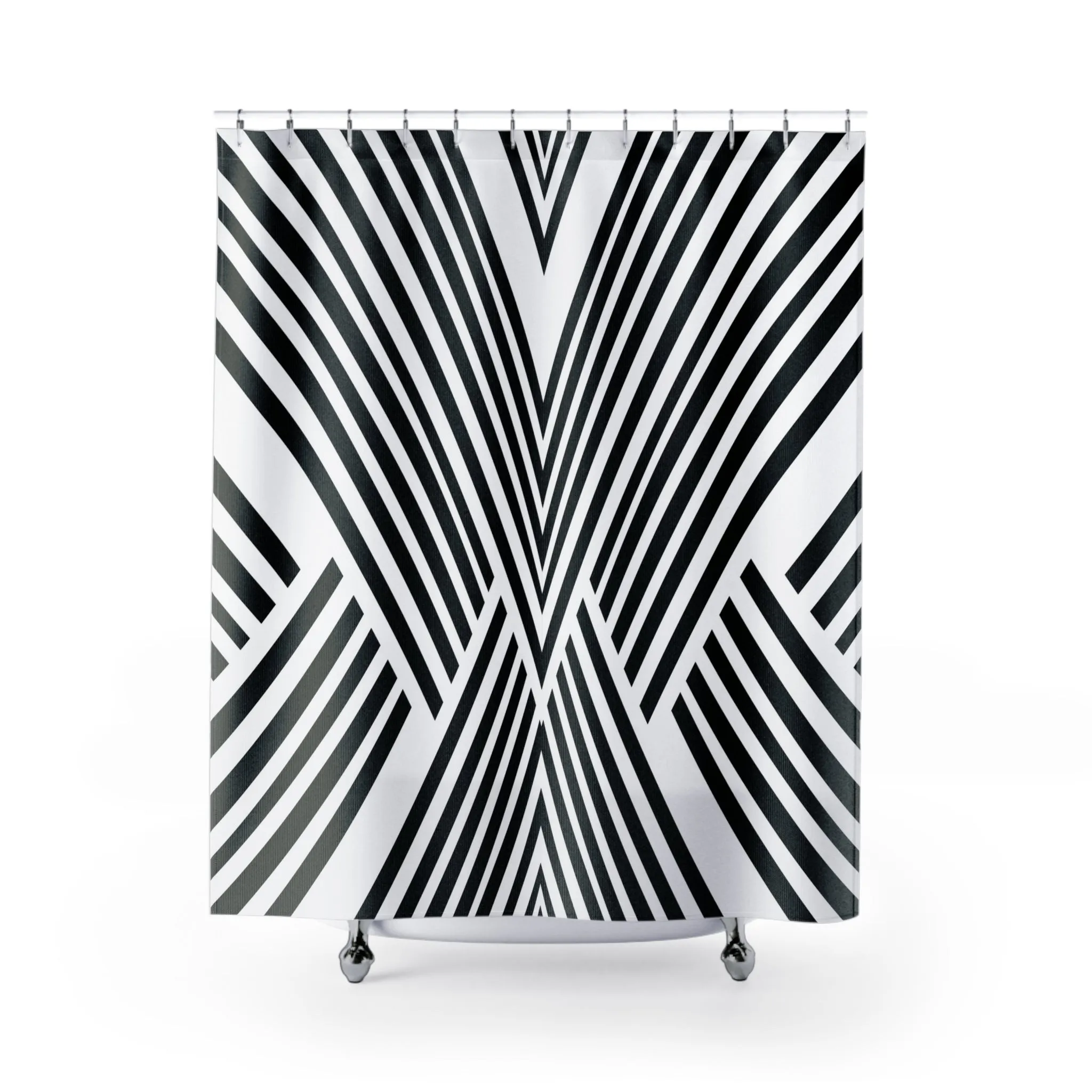 Black and White Shower Curtain | Art Deco Minimalist Bath Curtain Lighting,Home Lighting