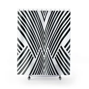 Black and White Shower Curtain | Art Deco Minimalist Bath Curtain Lighting,Home Lighting