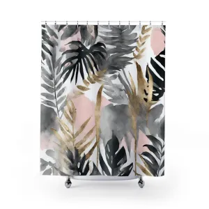 Black and White shower curtain | Grey Pink Watercolor Floral Lighting,Home Lighting