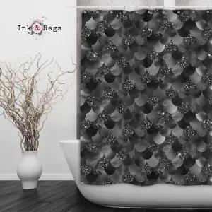 Black Mermaid Dreams Shower Curtains and Optional Bath Mats Lighting,Lamps Fixtures