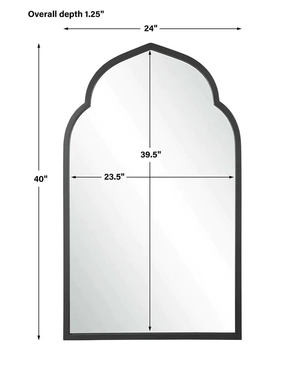 Black Moroccan Inspired Arch Framed Wall Mirror