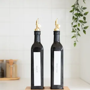 Black Oil & Vinegar Bottle with Gold Pourer - 500ml Figurines,Decorative Ornaments