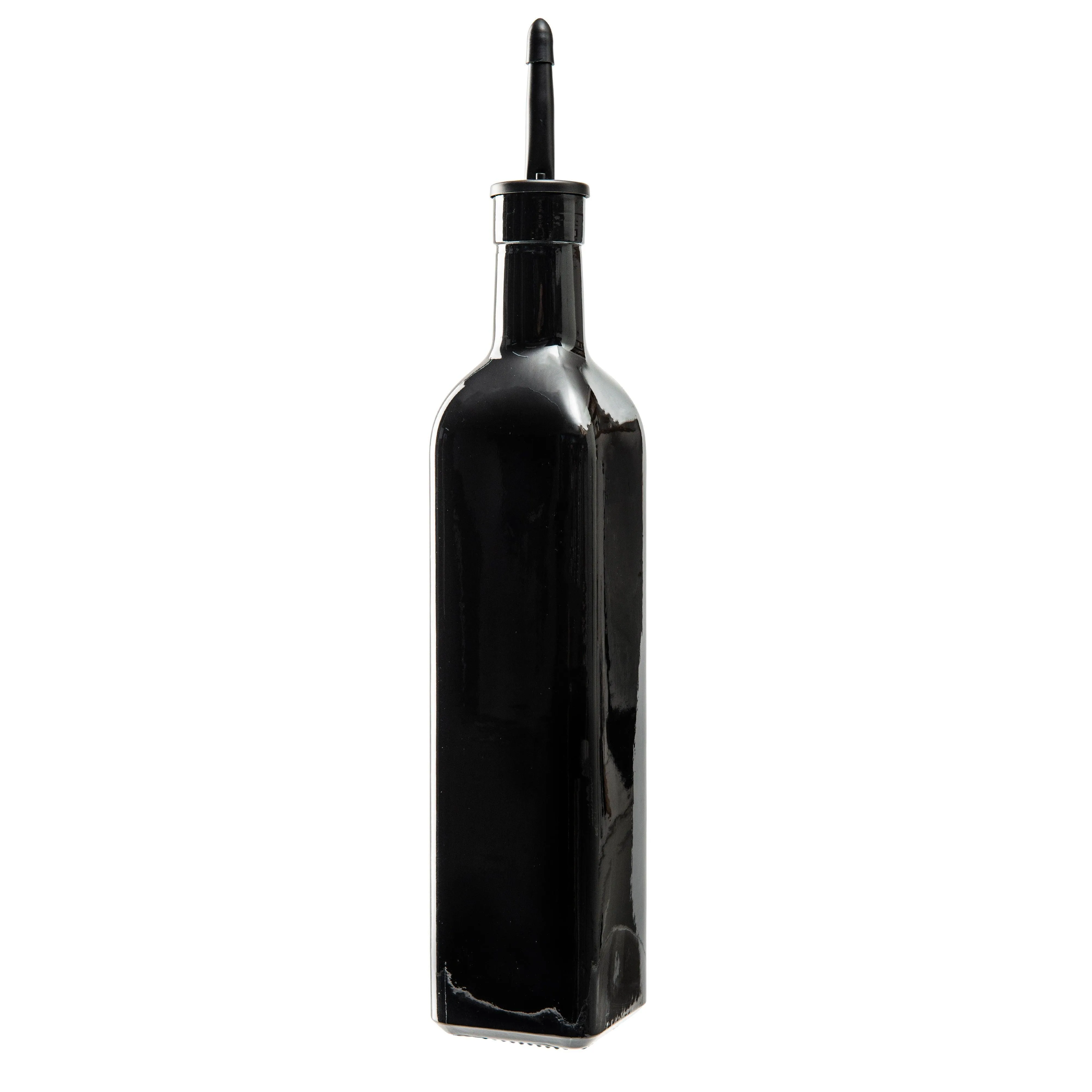 Black Oil & Vinegar bottles with Bamboo tray - 500ml