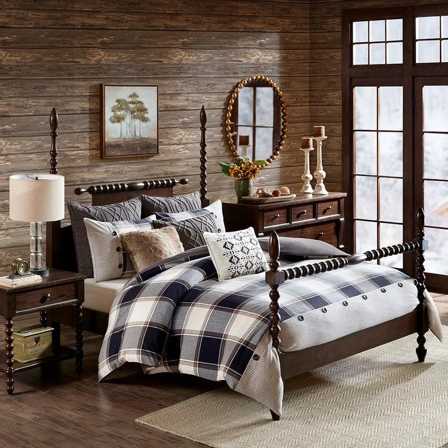 Black Plaid Lodge Comforter Duvet Set bedding set, comforter set