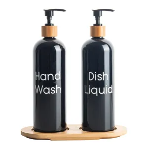 Black Plastic Pump Bottles with Tray Pack - 500ml Figurines,Decorative Ornaments