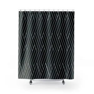 Black Shower Curtain | Geometric Minimalist Bath Curtain Lighting,Home Lighting