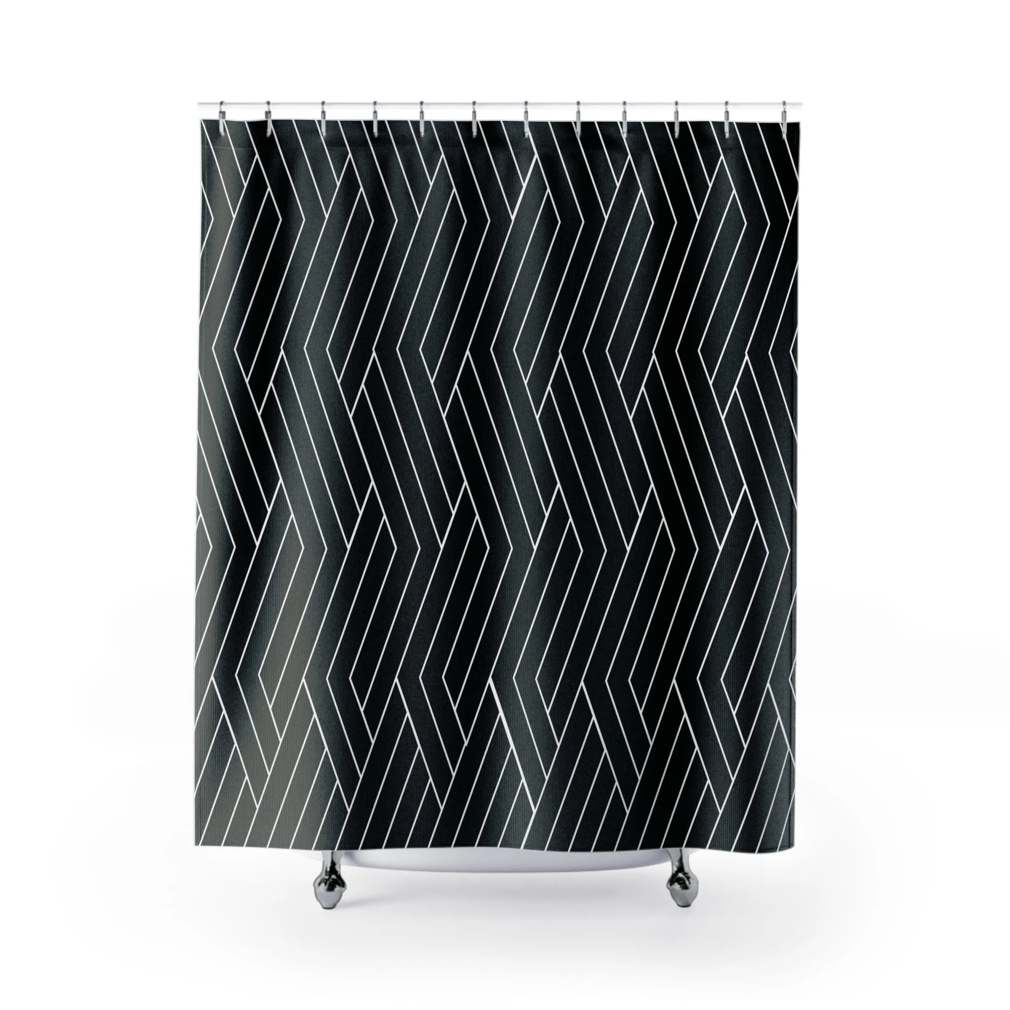 Black Shower Curtain | Geometric Minimalist Bath Curtain Lighting,Home Lighting