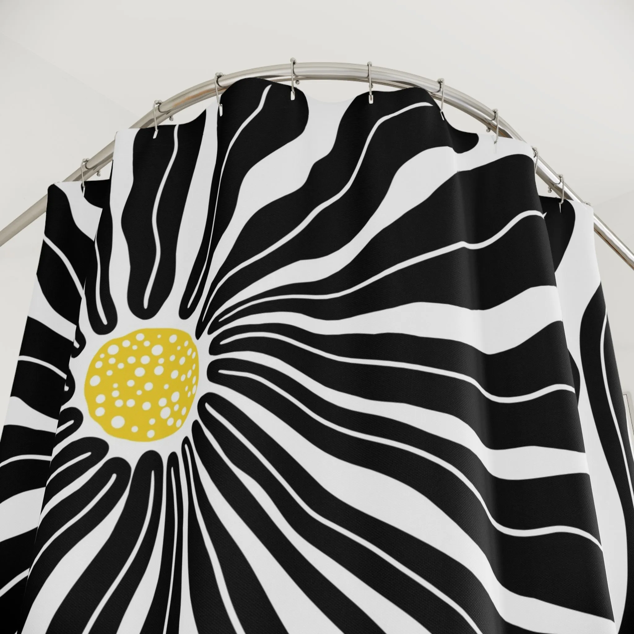 Black White Shower Curtain | Abstract Floral Matisse Boho