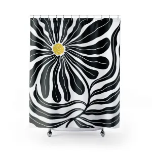 Black White Shower Curtain | Abstract Floral Matisse Boho Lighting,Home Lighting